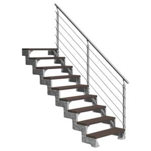 Dolle Außentreppe Gardentop 9 Trimax-Stufen 100 cm Dunkelbraun + Prova-Geländer