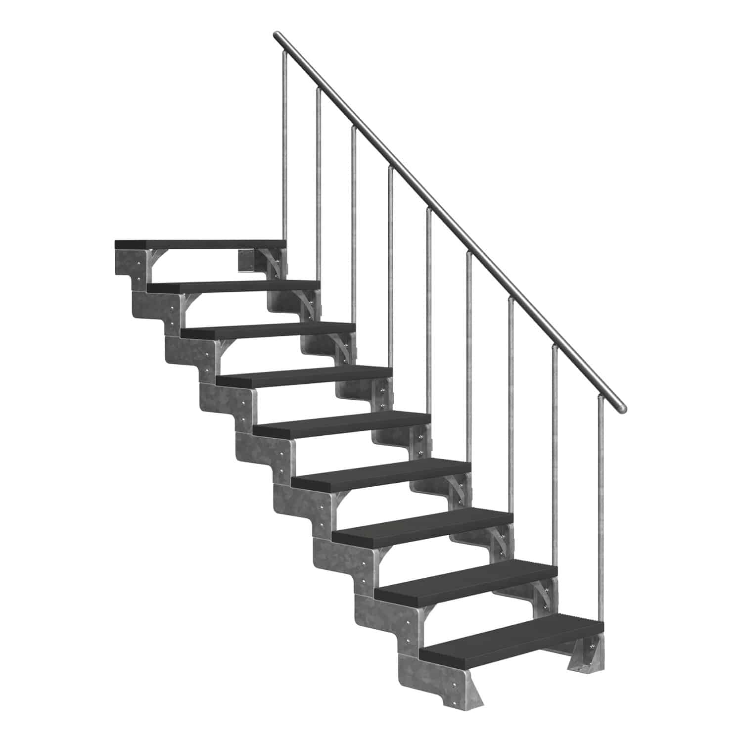 Dolle Außentreppe Gardentop 9 Trimax-Stufen 80 cm Anthrazit + Alu-Geländer