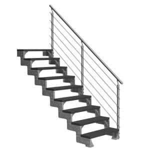 Dolle Außentreppe Gardentop 9 Trimax-Stufen 80 cm Anthrazit + Prova-Geländer
