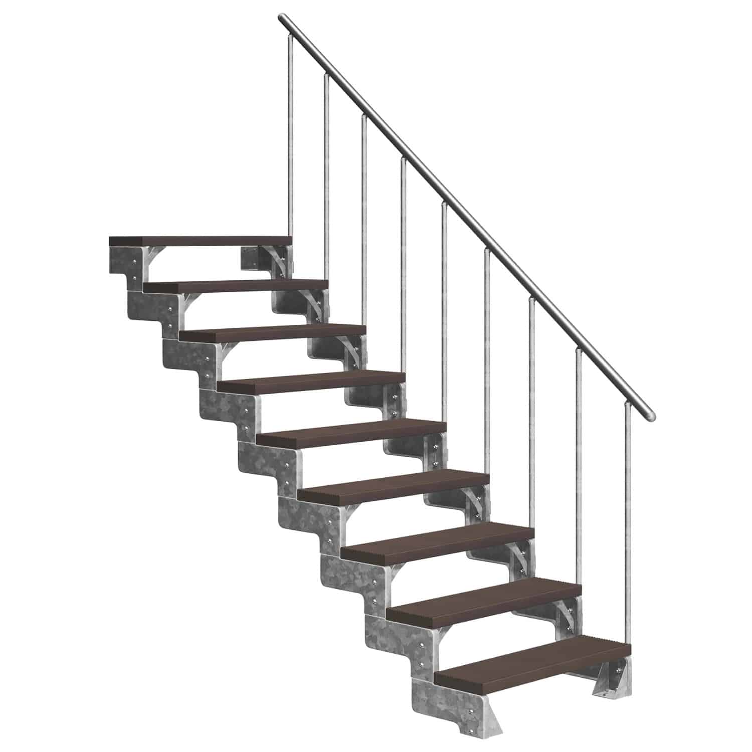 Dolle Außentreppe Gardentop 9 Trimax-Stufen 80 cm Dunkelbraun + Alu-Geländer