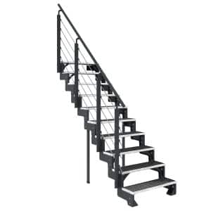 Dolle Außentreppe Gardentop Anthrazit 10 Gitterroststufe 100 cm inkl. Geländer