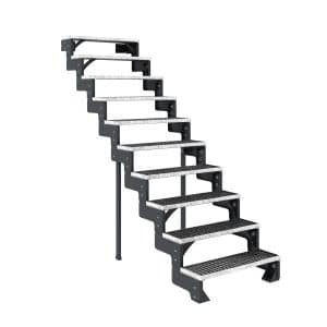 Dolle Außentreppe Gardentop Anthrazit 10 Gitterroststufe 80 cm Ohne Geländer
