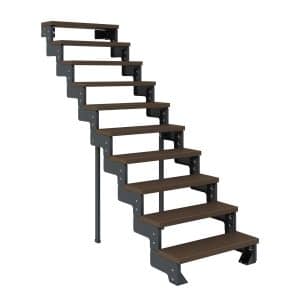 Dolle Außentreppe Gardentop Anthrazit 10 Stufen 100 cm Braun Ohne Geländer