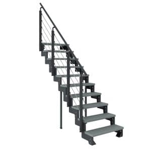 Dolle Außentreppe Gardentop Anthrazit 10 Stufen 100 cm Braun inkl. Geländer