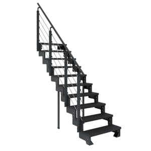 Dolle Außentreppe Gardentop Anthrazit 10 Stufen 80 cm Anthrazit inkl. Geländer