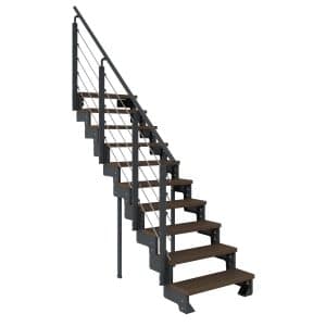 Dolle Außentreppe Gardentop Anthrazit 10 Stufen 80 cm Braun inkl. Geländer