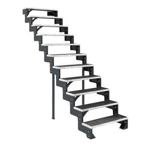 Dolle Außentreppe Gardentop Anthrazit 11 Gitterroststufe 80 cm Ohne Geländer