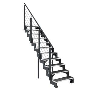 Dolle Außentreppe Gardentop Anthrazit 11 Gitterroststufe 80 cm inkl. Geländer