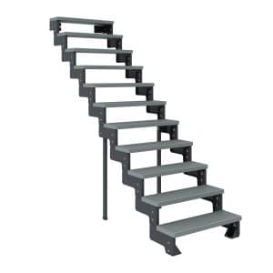 Dolle Außentreppe Gardentop Anthrazit 11 Stufen 100 cm Grau Ohne Geländer