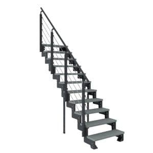 Dolle Außentreppe Gardentop Anthrazit 11 Stufen 80 cm Grau inkl. Geländer