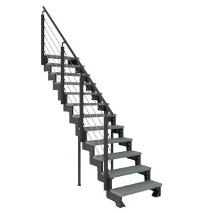 Dolle Außentreppe Gardentop Anthrazit 13 Stufen 100 cm Grau inkl. Geländer