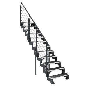 Dolle Außentreppe Gardentop Anthrazit 14 Gitterroststufe 80 cm inkl. Geländer