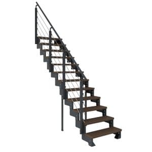 Dolle Außentreppe Gardentop Anthrazit 14 Stufen 80 cm Braun inkl. Geländer