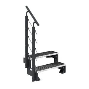 Dolle Außentreppe Gardentop Anthrazit 2 Gitterroststufe 100 cm inkl. Geländer