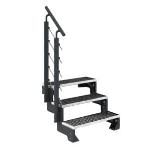 Dolle Außentreppe Gardentop Anthrazit 3 Gitterroststufe 100 cm inkl. Geländer