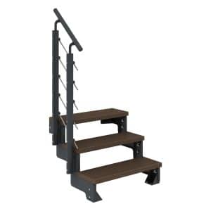 Dolle Außentreppe Gardentop Anthrazit 3 Stufen 80 cm Braun inkl. Geländer