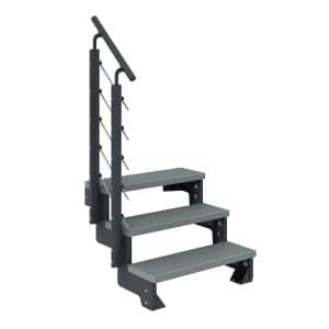 Dolle Außentreppe Gardentop Anthrazit 3 Stufen 80 cm Grau inkl. Geländer