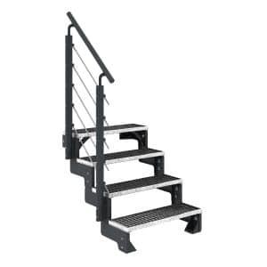 Dolle Außentreppe Gardentop Anthrazit 4 Gitterroststufe 100 cm inkl. Geländer