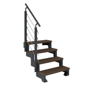 Dolle Außentreppe Gardentop Anthrazit 4 Stufen 100 cm Braun inkl. Geländer