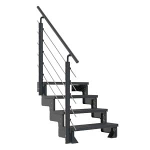 Dolle Außentreppe Gardentop Anthrazit 4 Stufen 80 cm Anthrazit inkl. Geländer