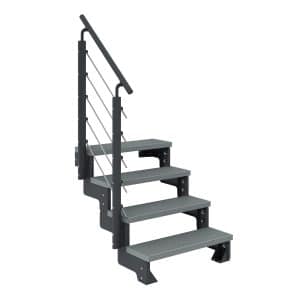 Dolle Außentreppe Gardentop Anthrazit 4 Stufen 80 cm Grau inkl. Geländer