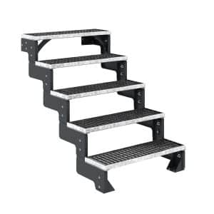 Dolle Außentreppe Gardentop Anthrazit 5 Gitterroststufe 80 cm Ohne Geländer
