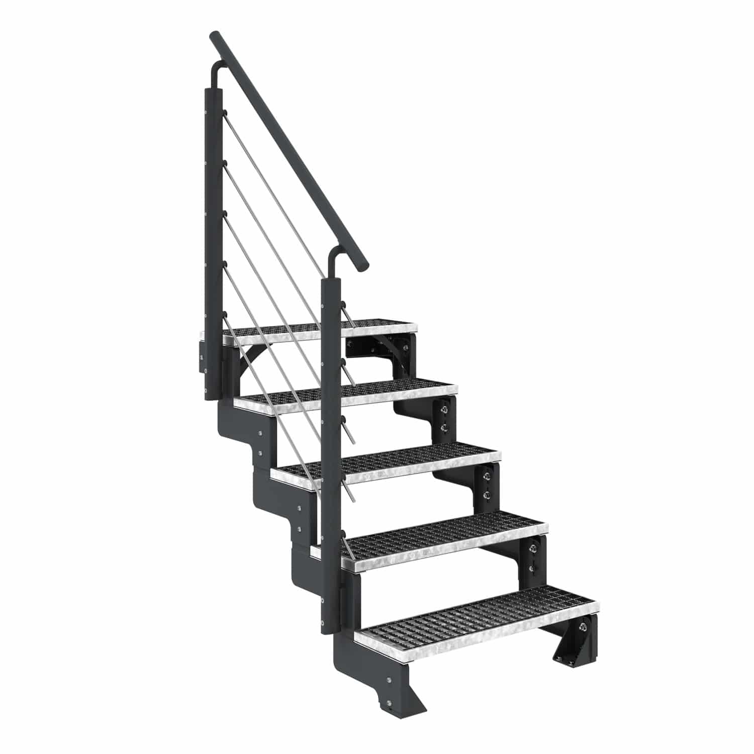 Dolle Außentreppe Gardentop Anthrazit 5 Gitterroststufe 80 cm inkl. Geländer