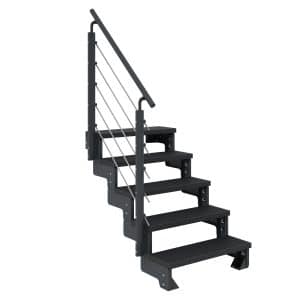 Dolle Außentreppe Gardentop Anthrazit 5 Stufen 80 cm Anthrazit inkl. Geländer