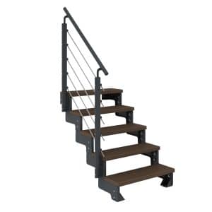 Dolle Außentreppe Gardentop Anthrazit 5 Stufen 80 cm Braun inkl. Geländer