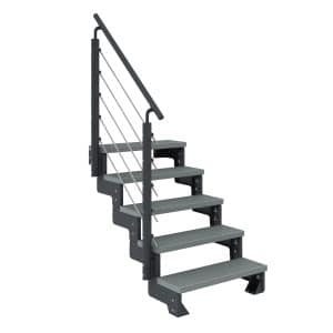 Dolle Außentreppe Gardentop Anthrazit 5 Stufen 80 cm Grau inkl. Geländer