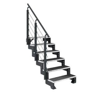 Dolle Außentreppe Gardentop Anthrazit 6 Gitterroststufe 100 cm inkl. Geländer