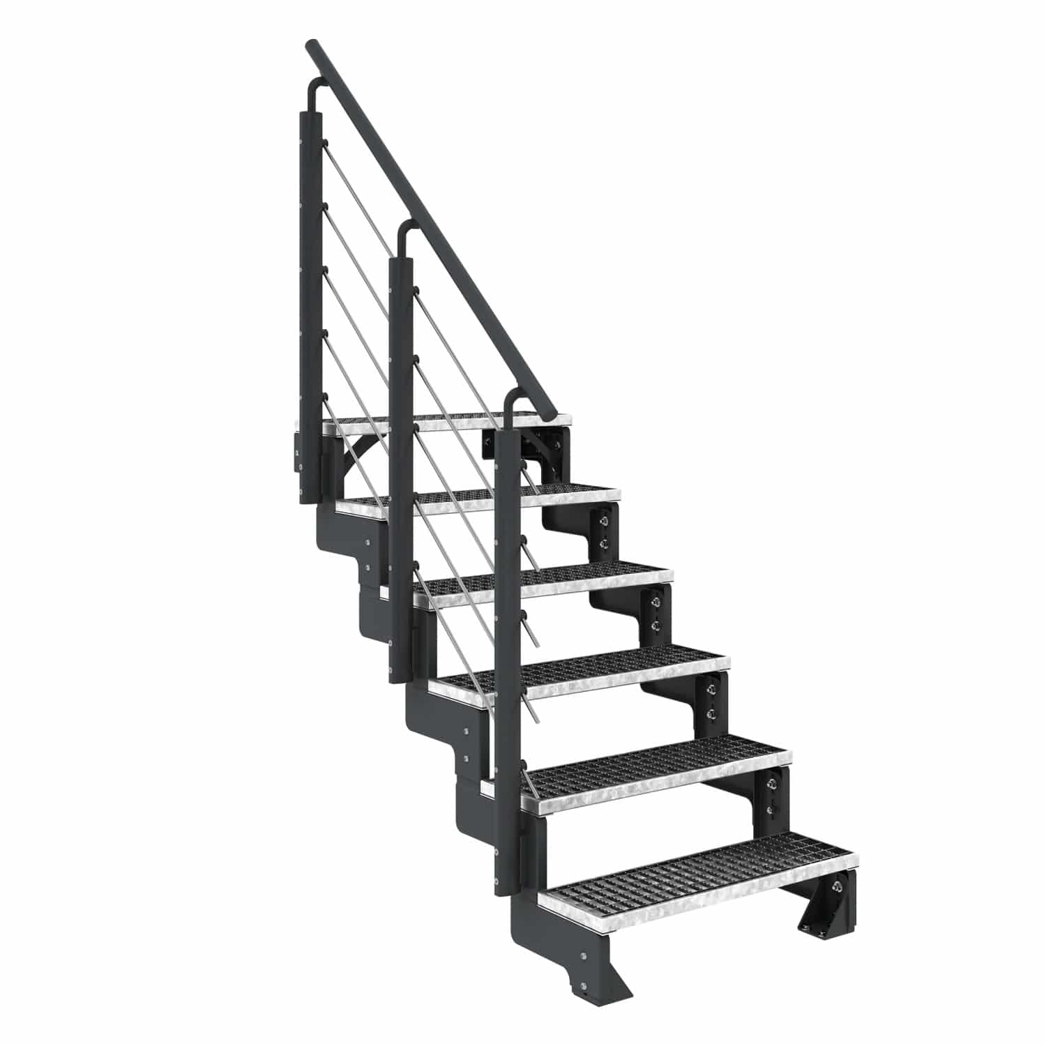 Dolle Außentreppe Gardentop Anthrazit 6 Gitterroststufe 100 cm inkl. Geländer