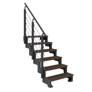 Dolle Außentreppe Gardentop Anthrazit 6 Stufen 100 cm Braun inkl. Geländer