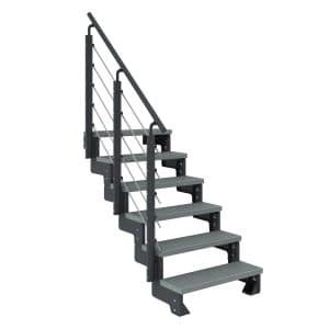 Dolle Außentreppe Gardentop Anthrazit 6 Stufen 100 cm Grau inkl. Geländer