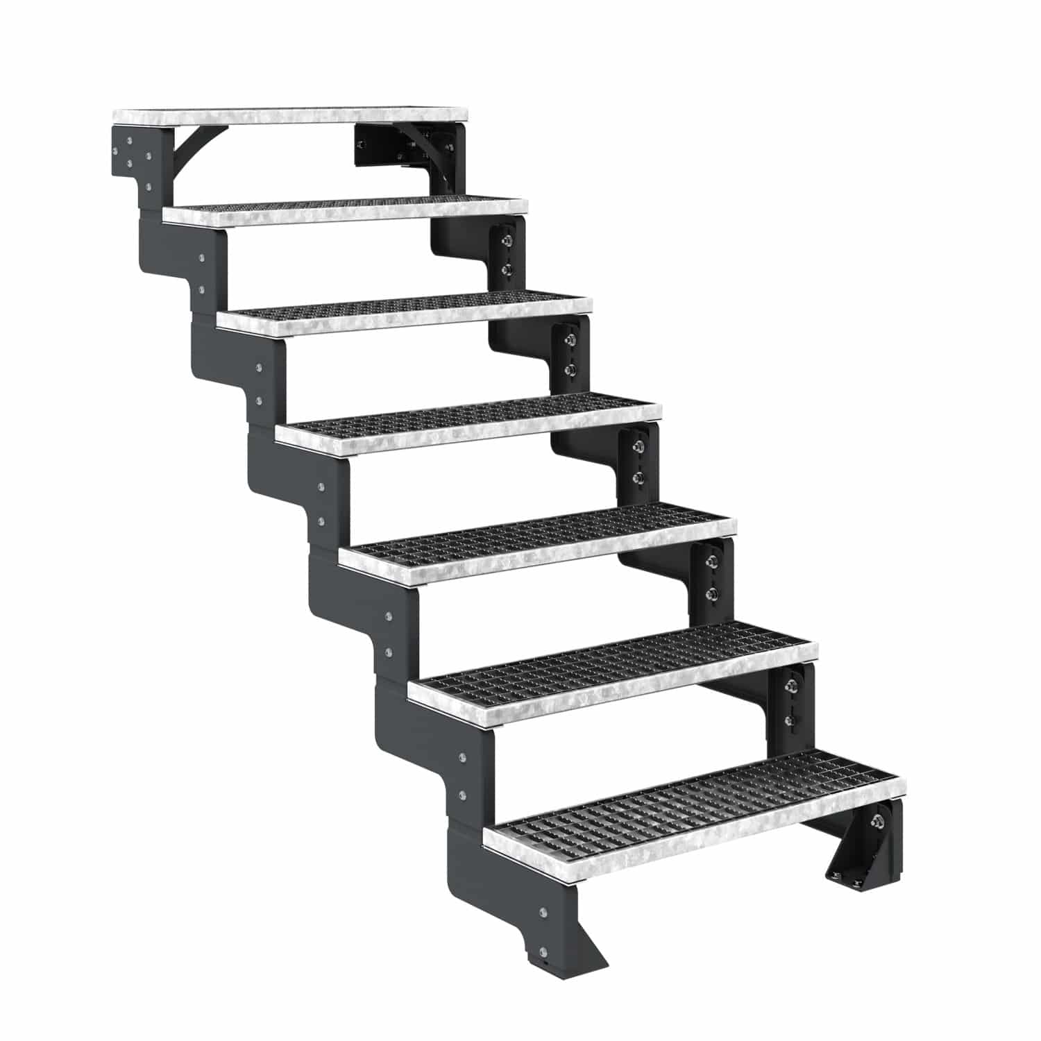 Dolle Außentreppe Gardentop Anthrazit 7 Gitterroststufe 100 cm Ohne Geländer