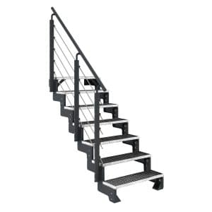Dolle Außentreppe Gardentop Anthrazit 7 Gitterroststufe 100 cm inkl. Geländer