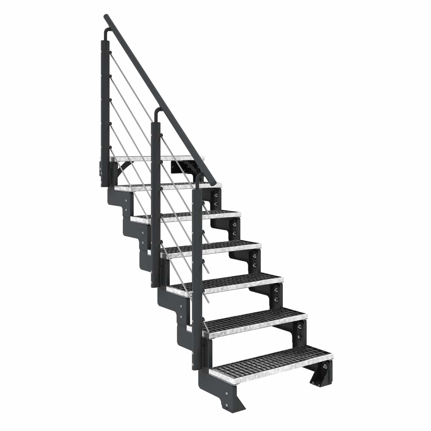 Dolle Außentreppe Gardentop Anthrazit 7 Gitterroststufe 100 cm inkl. Geländer