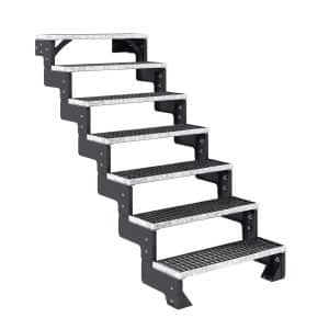 Dolle Außentreppe Gardentop Anthrazit 7 Gitterroststufe 80 cm Ohne Geländer