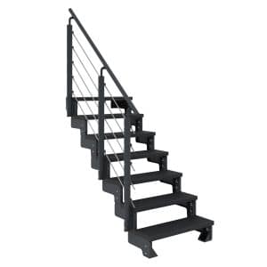 Dolle Außentreppe Gardentop Anthrazit 7 Stufen 80 cm Anthrazit inkl. Geländer