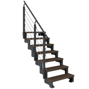 Dolle Außentreppe Gardentop Anthrazit 7 Stufen 80 cm Braun inkl. Geländer