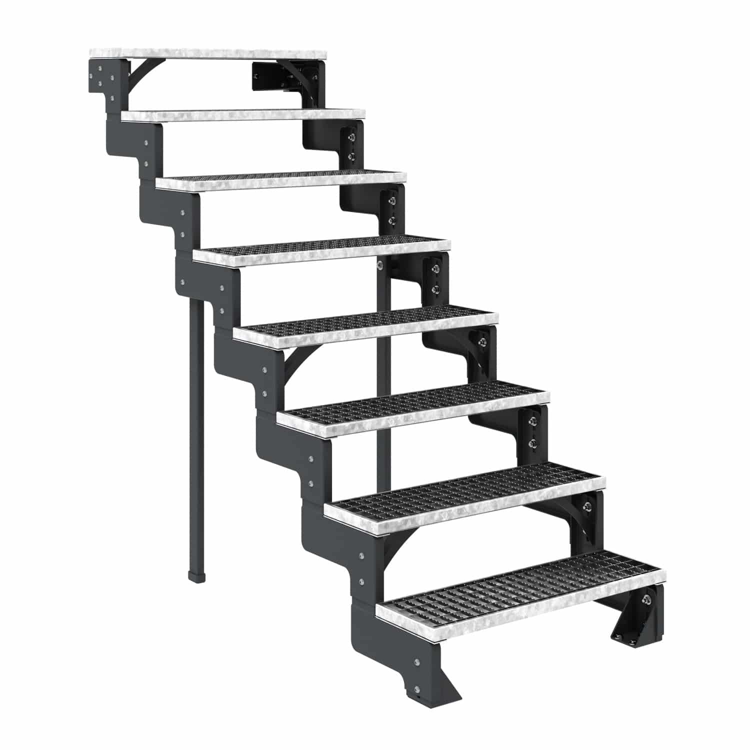 Dolle Außentreppe Gardentop Anthrazit 8 Gitterroststufe 100 cm Ohne Geländer