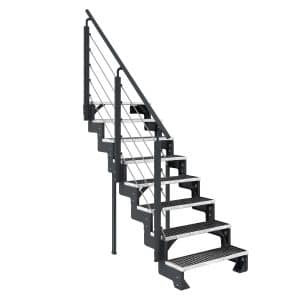 Dolle Außentreppe Gardentop Anthrazit 8 Gitterroststufe 100 cm inkl. Geländer
