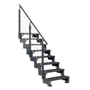 Dolle Außentreppe Gardentop Anthrazit 8 Stufen 80 cm Anthrazit inkl. Geländer