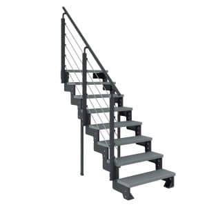 Dolle Außentreppe Gardentop Anthrazit 8 Stufen 80 cm Grau inkl. Geländer