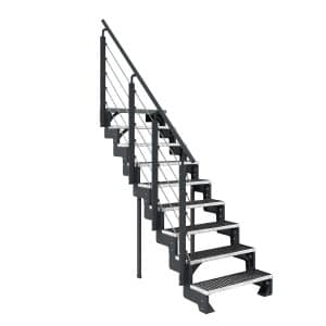 Dolle Außentreppe Gardentop Anthrazit 9 Gitterroststufe 100 cm inkl. Geländer