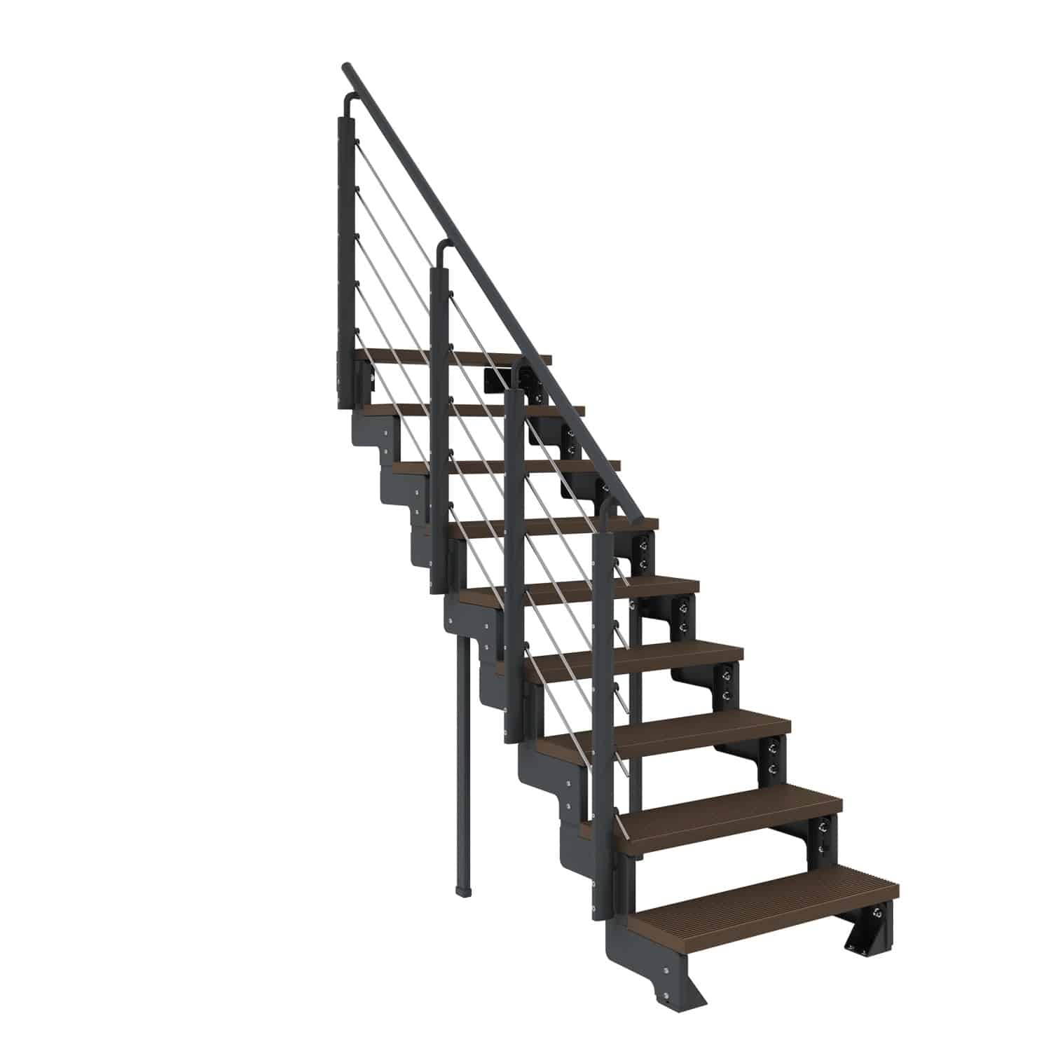 Dolle Außentreppe Gardentop Anthrazit 9 Stufen 100 cm Braun inkl. Geländer