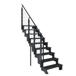 Dolle Außentreppe Gardentop Anthrazit 9 Stufen 80 cm Anthrazit inkl. Geländer
