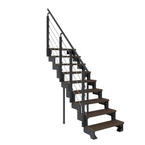 Dolle Außentreppe Gardentop Anthrazit 9 Stufen 80 cm Braun inkl. Geländer