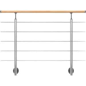 Dolle Geländerset Aluminium 150 cm Wandmontage mit Buche-Handlauf