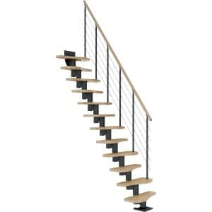 Dolle Mittelholmtreppe Basel Ahorn Anthrazit GH bis 315 cm Variabel 64 cm FSC